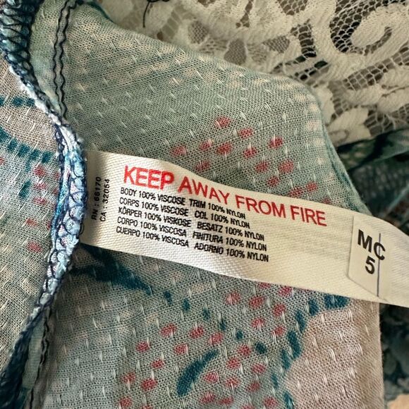 Anthropologie Lace Inset Blue Paisley Scarf Mini Dress Size Small - Picture 7 of 7